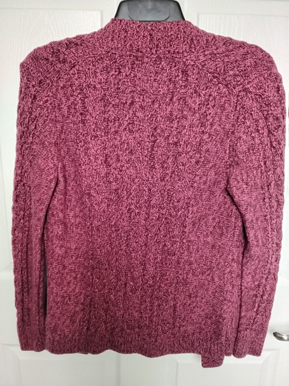 L.L. Bean Open-Front Cable Cardigan Sweater - Raspberry Pink SIZE M - Picture 2 of 6